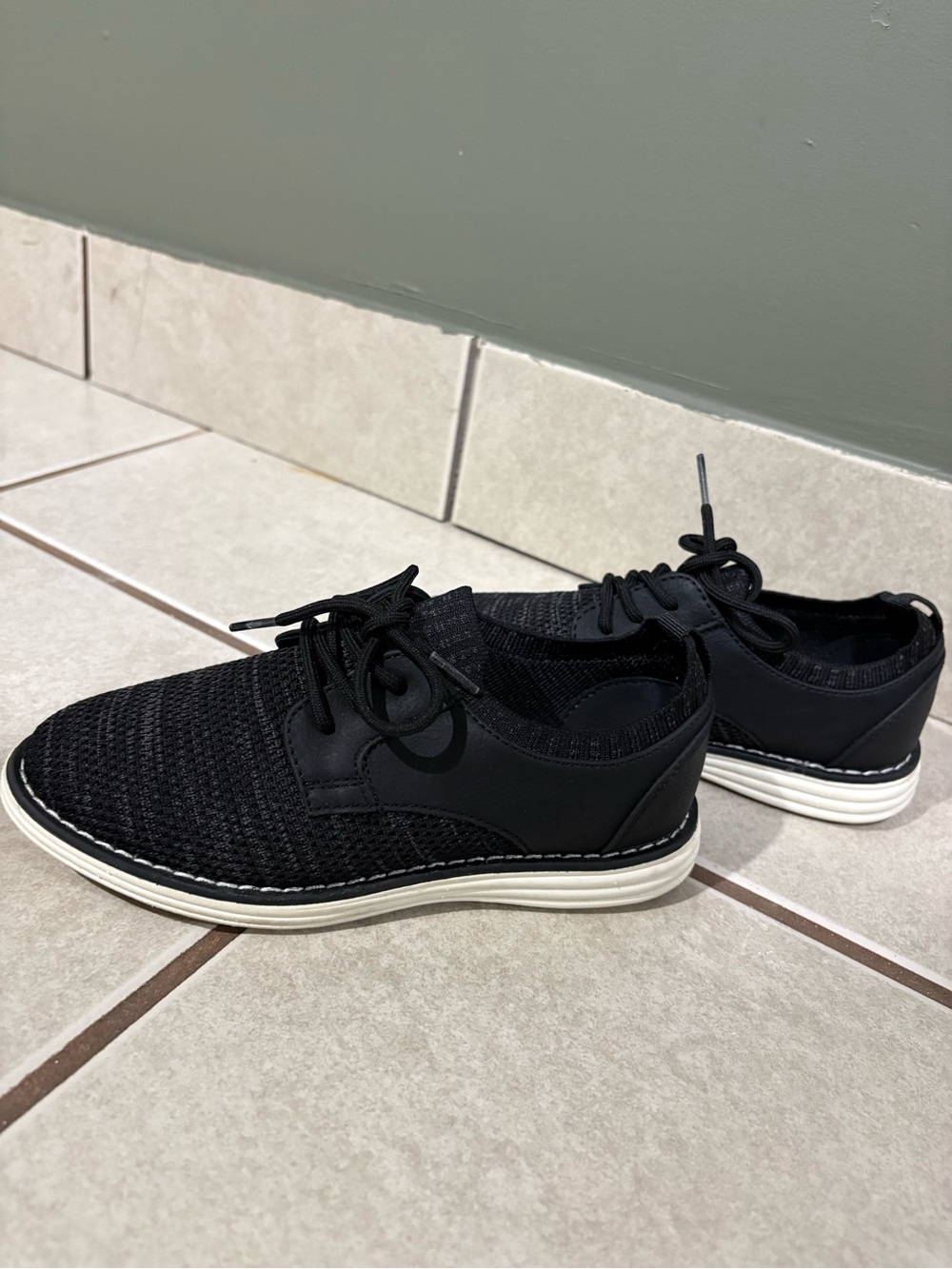 Cat & Jack Black Knit Lace-Up Kids Dress Shoes